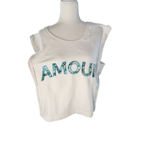 White Anthropologie "Amour" Muscle Sweatshirt - Picture 5 of 12